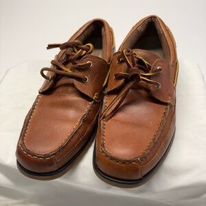 WorldWideSportsman-Men's Brown Leather Boat Shoes - Classic Deck Moccasin S10M